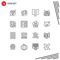 16 Thematic Vector Outlines and Editable Symbols of interaction action computer transport coach Editable Vector Design Elements