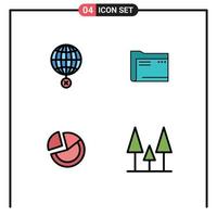 Set of 4 Commercial Filledline Flat Colors pack for earth empty internet archive storage Editable Vector Design Elements