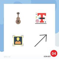 Modern Set of 4 Flat Icons and symbols such as audio user sound logo id Editable Vector Design Elements