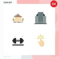 Pack of 4 Modern Flat Icons Signs and Symbols for Web Print Media such as agriculture dumbell environment apartment exercise Editable Vector Design Elements