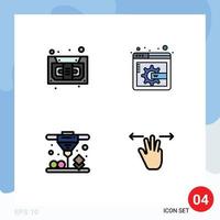 Group of 4 Filledline Flat Colors Signs and Symbols for audio gestures recorder printing mobile Editable Vector Design Elements