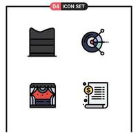 4 User Interface Filledline Flat Color Pack of modern Signs and Symbols of clothing spotlight web disk theater Editable Vector Design Elements