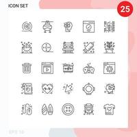 Set of 25 Modern UI Icons Symbols Signs for user message box interface male Editable Vector Design Elements