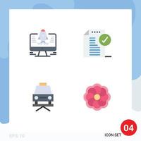 Pack of 4 creative Flat Icons of computer lift approve notice sunflower Editable Vector Design Elements
