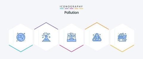 Pollution 25 Blue icon pack including . . gas. waste. oil vector