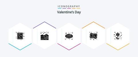 Valentines Day 25 Glyph icon pack including . love. dating. flower. memory vector