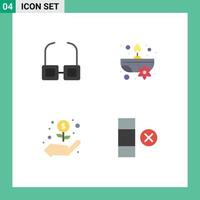 User Interface Pack of 4 Basic Flat Icons of glasses money aromatic flower delete Editable Vector Design Elements