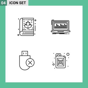 4 User Interface Line Pack of modern Signs and Symbols of autumn computers bible index hardware Editable Vector Design Elements