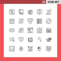 Mobile Interface Line Set of 25 Pictograms of online delivery wiping commerce medical Editable Vector Design Elements