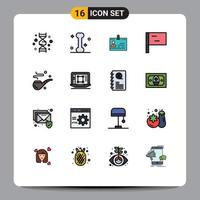 Set of 16 Modern UI Icons Symbols Signs for cigar flag cards phone office Editable Creative Vector Design Elements