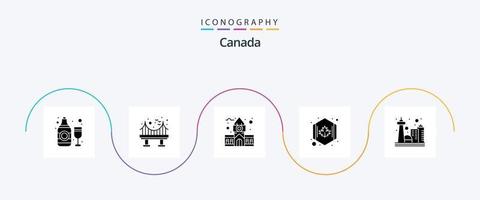 paquete de iconos de glifo 5 de canadá que incluye la torre cn. bloquear. bandera. Canadá vector