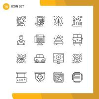 Outline Pack of 16 Universal Symbols of avatar estate birch real home Editable Vector Design Elements