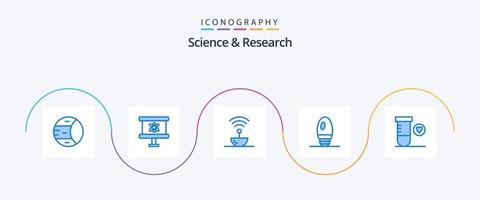 paquete de iconos de ciencia azul 5 que incluye ciencia. lámpara. antena. vela. espacio vector