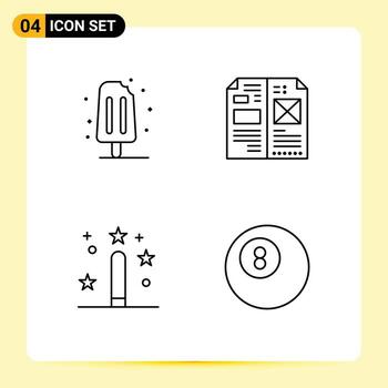 4 Universal Line Signs Symbols of cream coding sweet editorial development Editable Vector Design Elements