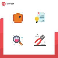 Set of 4 Commercial Flat Icons pack for fire fighting growth business invention graph Editable Vector Design Elements