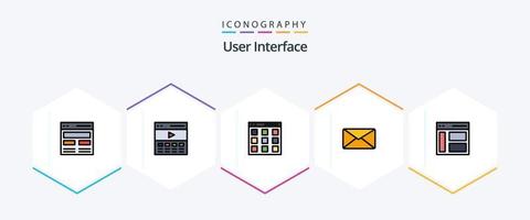 User Interface 25 FilledLine icon pack including sidebar. interface. user. communication. user vector