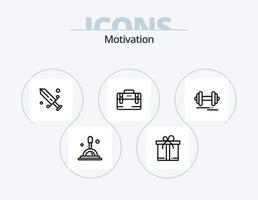 paquete de iconos de línea de motivación 5 diseño de iconos. abierto. libro. control. motivación. bolso vector