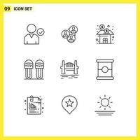 Set of 9 Vector Outlines on Grid for australia footwear bank comfortable stock Editable Vector Design Elements