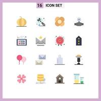 16 Universal Flat Color Signs Symbols of access plumber judge mechanical wound Editable Pack of Creative Vector Design Elements