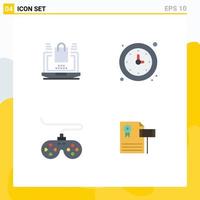 Set of 4 Modern UI Icons Symbols Signs for business controller shopping time game Editable Vector Design Elements