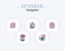 paquete de iconos llenos de línea de navegación 5 diseño de iconos. localización. mapa. alfiler. localización. puntero vector