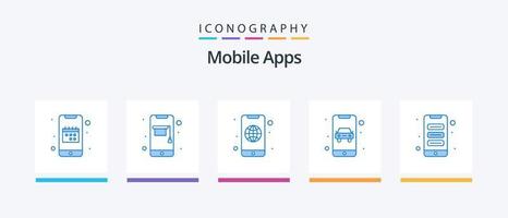 paquete de iconos azules de aplicaciones móviles 5 que incluye taxi en línea. aplicación en línea. móvil. solicitud. diseño de iconos creativos vector