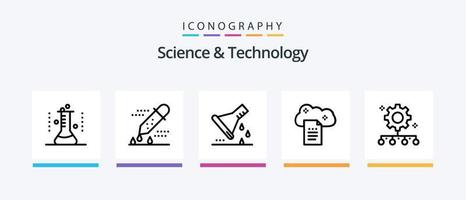 paquete de iconos de la línea 5 de ciencia y tecnología que incluye la aplicación de modelado. gráficos de computadora. matraz de muestra. científico. información científica. diseño de iconos creativos vector