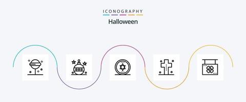 paquete de iconos de halloween line 5 que incluye tablero. Víspera de Todos los Santos. Días festivos. cementerio. traje vector