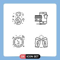 conjunto de 4 iconos de interfaz de usuario modernos signos de símbolos para matraz hotspot boda comprar reloj inteligente elementos de diseño vectorial editables vector