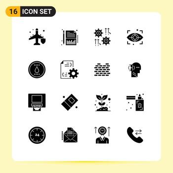 16 Solid Glyph concept for Websites Mobile and Apps nature security setting scan arrow Editable Vector Design Elements