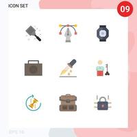 Universal Icon Symbols Group of 9 Modern Flat Colors of medical droup airlock suitcase pod Editable Vector Design Elements