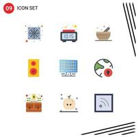 Pictogram Set of 9 Simple Flat Colors of global computing soup computer school Editable Vector Design Elements