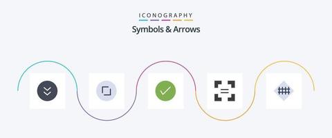 Paquete de 5 iconos planos de símbolos y flechas que incluye el letrero de valla. igual. flecha. flecha. garrapata vector