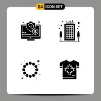 Universal Icon Symbols Group of 4 Modern Solid Glyphs of money beads screen business costume Editable Vector Design Elements