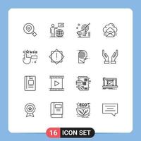 Modern Set of 16 Outlines and symbols such as data mail go cloud target Editable Vector Design Elements