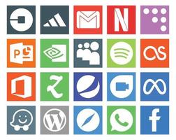 20 Social Media Icon Pack Including google duo zootool coderwall office spotify vector