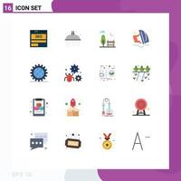 16 Flat Color concept for Websites Mobile and Apps coding wind shower water surfer Editable Pack of Creative Vector Design Elements