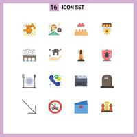 16 Flat Color concept for Websites Mobile and Apps pub city bricks business shopping Editable Pack of Creative Vector Design Elements