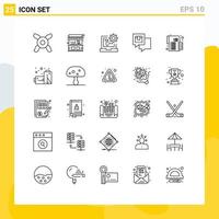 25 User Interface Line Pack of modern Signs and Symbols of coins shipping coding message delivery Editable Vector Design Elements