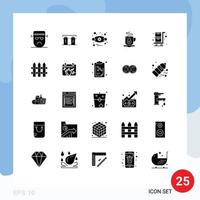 Set of 25 Commercial Solid Glyphs pack for shopping cart hot spices tea mask Editable Vector Design Elements