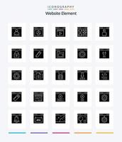 Creative Website Element 25 Glyph Solid Black icon pack  Such As internet. browser. internet. movie. film vector