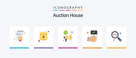 Auction Flat 5 Icon Pack Including bid. find. megaphone. explore. compete. Creative Icons Design vector