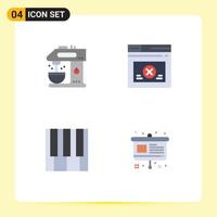 4 Flat Icon concept for Websites Mobile and Apps cafe keyboard drink web piano Editable Vector Design Elements