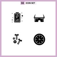Set of Commercial Solid Glyphs pack for battery screw virtual eye watch Editable Vector Design Elements