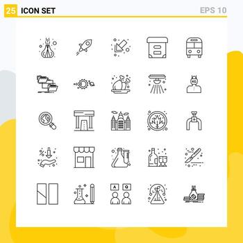 Group of 25 Modern Lines Set for logistic bus arrow auto box Editable Vector Design Elements