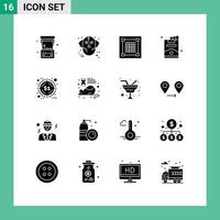 Set of 16 Modern UI Icons Symbols Signs for party cigarette wolf cigar graphic Editable Vector Design Elements