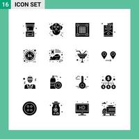 Set of 16 Modern UI Icons Symbols Signs for party cigarette wolf cigar graphic Editable Vector Design Elements