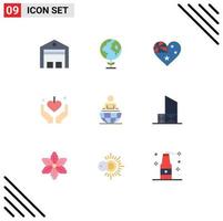 Mobile Interface Flat Color Set of 9 Pictograms of business mother australia mom hands Editable Vector Design Elements