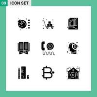 Modern Set of 9 Solid Glyphs and symbols such as book market shipping graph business Editable Vector Design Elements