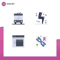 4 Universal Flat Icons Set for Web and Mobile Applications bus page battery energy website Editable Vector Design Elements